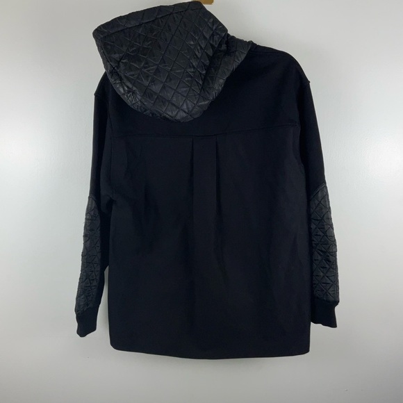 Zara Combination Quilted & Denim Black Hooded Sweatshirt | Size US S - Picture 4 of 10